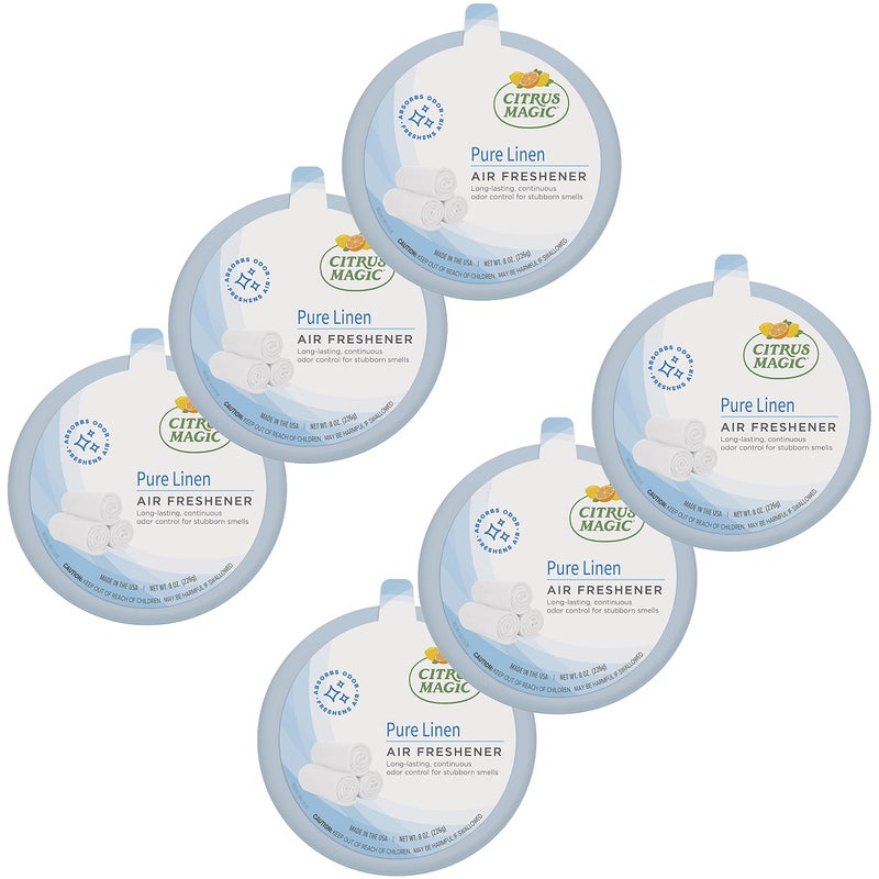 Citrus Magic Odor Absorbing Solid Air Freshener, Pure Linen, 8-Ounce, Pack of 6 - Image 1